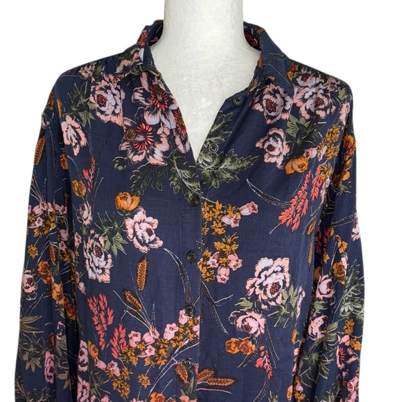 Anthropologie Pilcro Evika Navy Floral Print Oversized Button Down Shirt - XS - Picture 5 of 15